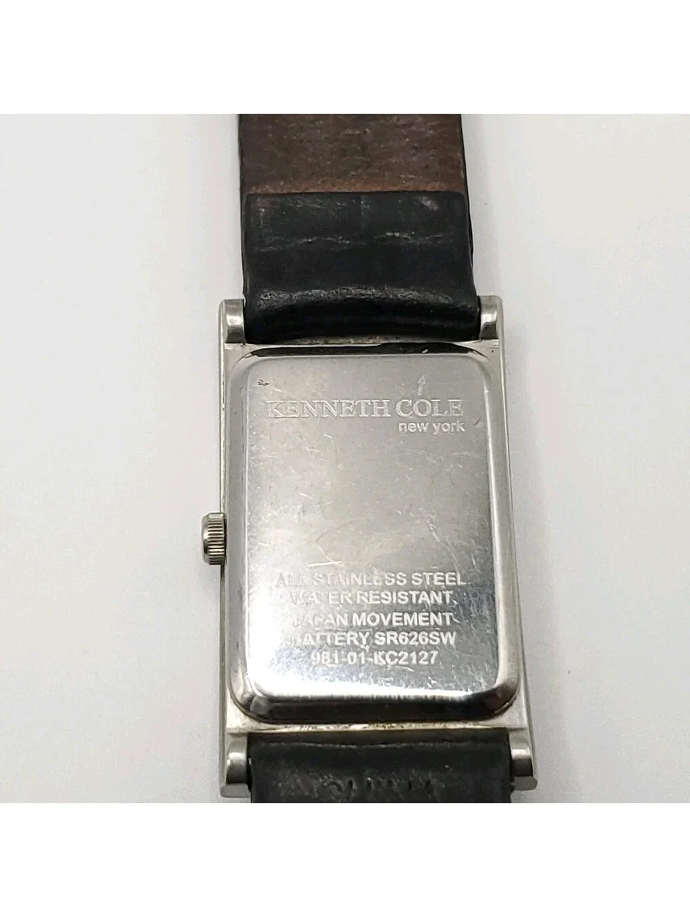 Kenneth Cole New York 20mm Womens Rectangle Quartz Watch Silver Tone New Battery